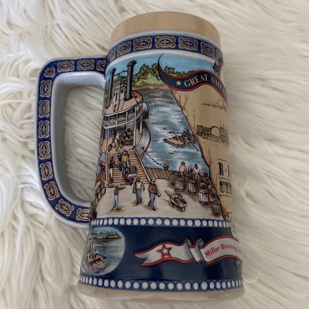 MILLER HIGH LIFE STEIN THE FIRST RIVER STEAMER 1807 #4 IN SERIES EXCELLENT COND! - Picture 5 of 7